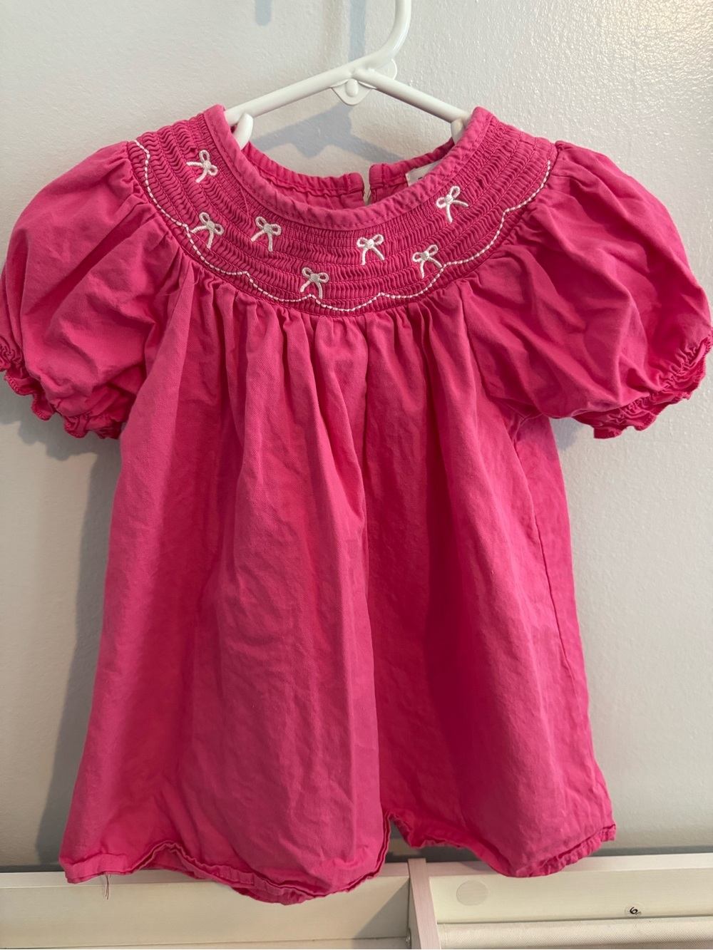 Girls' Pink Smocked Puff-Sleeve Top